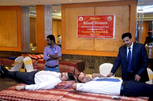 Taj Group of Hotels Chandigarh exclusively conducting voluntary blood donation camps with the support of Rotary Club Chandigarh till 2pm 35 unit have 